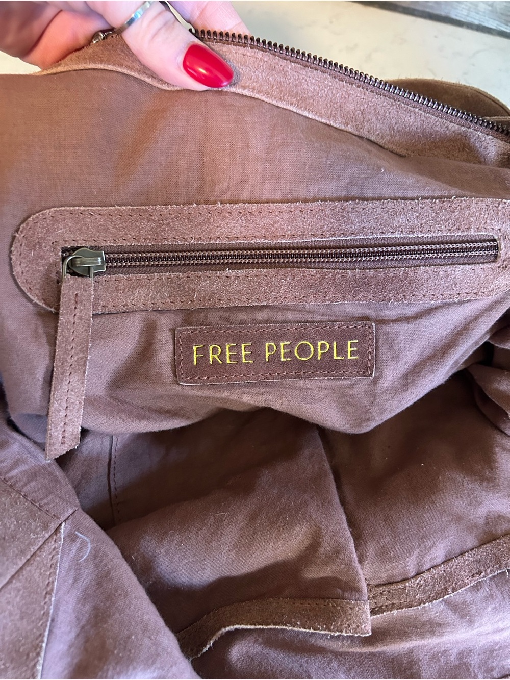 Free People Suede Roma Tote in Rust With Bonus Scarf and Cherry Bag Charm - Picture 12 of 16